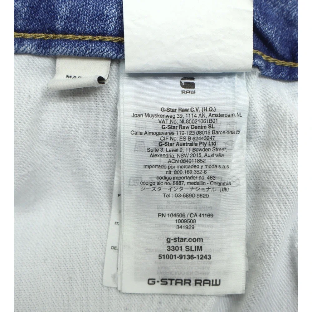 G-Star Raw 3301 Skinny Stretch Men's Jeans Sz W31 L32 Distressed Button Fly